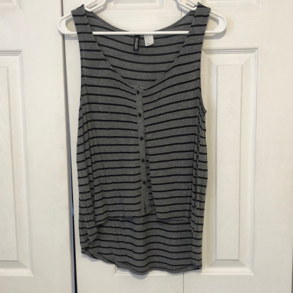 H&M Black and Grey Striped Tank Top